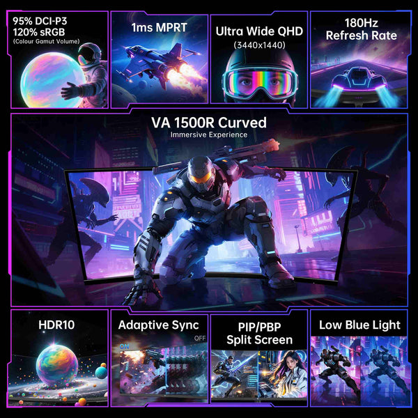 Monitor curvo para juegos KTC 34" 2K 180Hz/1ms 1500R | H34S18S